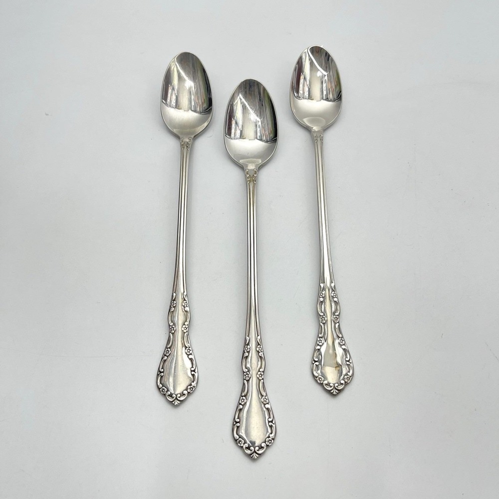 Oneida Mansion Hall Stainless Ice Tea Spoon Distinction Deluxe HH Flatware Set 3